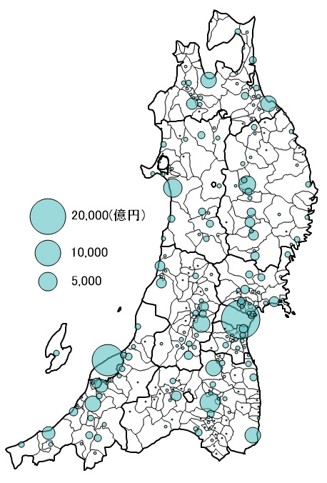 市町村毎の付加価値額 イメージ